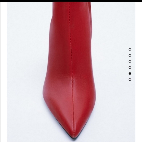 Zara Pointed Toe Heeled Ankle Red Boots Size 6 - Picture 7 of 13